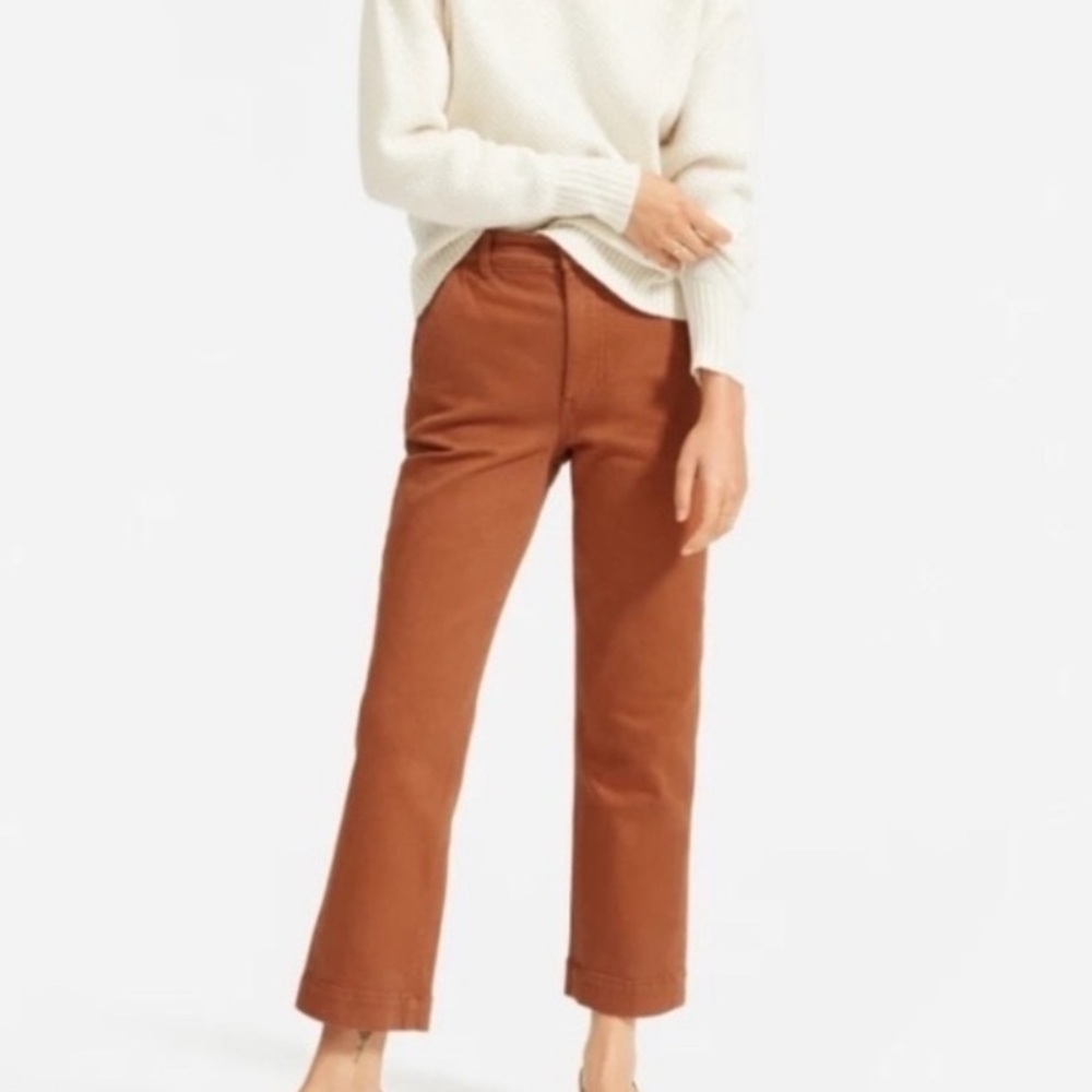 Everlane Straight Leg Crop Brown Pants Size 2